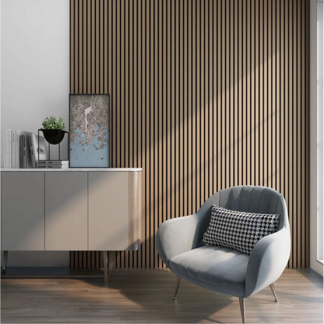 Akustiikkapaneeli Ideo Latte viilupinta mdf 2600x600mm 2 kpl/krt