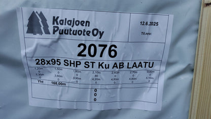 Laudelauta 28x95x2100, SHP, Kuusi, Käsittelemätön, Talouslaatu (Poistonippu 168jm/80kpl)