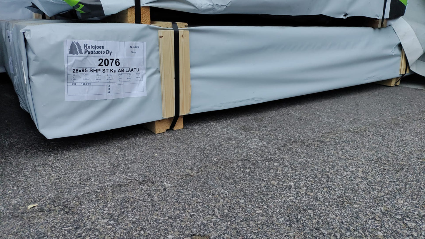 Laudelauta 28x95x2100, SHP, Kuusi, Käsittelemätön, Talouslaatu (Poistonippu 168jm/80kpl)